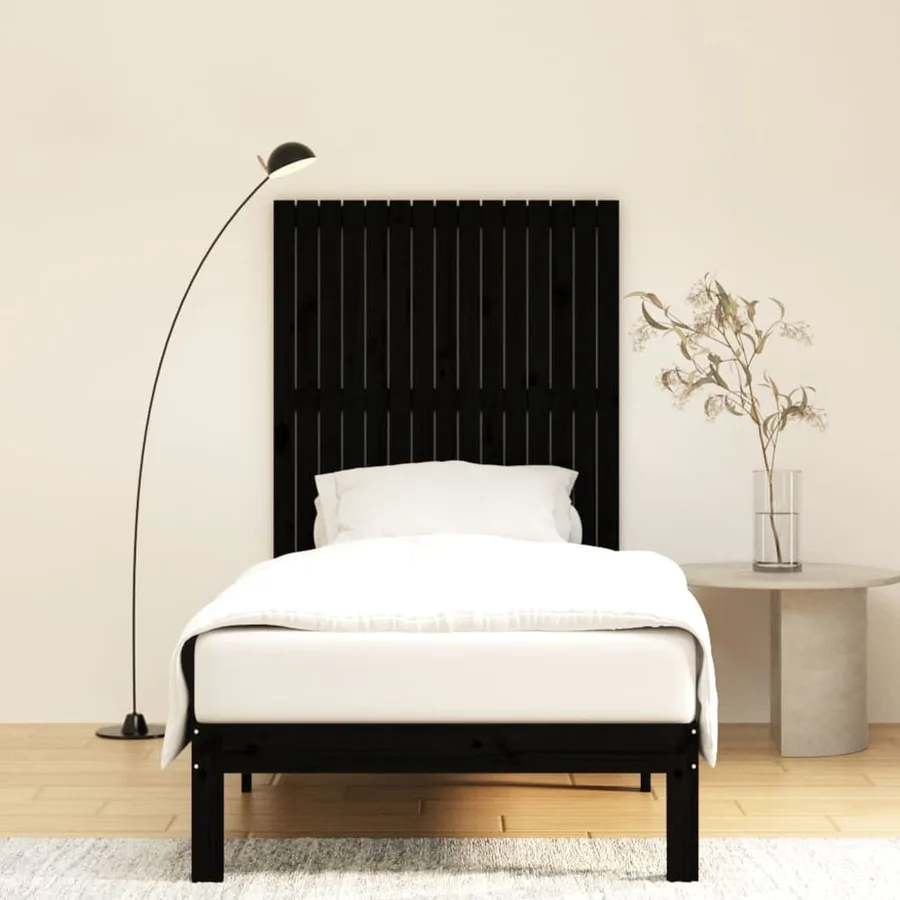 Tête de lit murale Noir 95,5x3x110 cm Bois massif de pin - 3