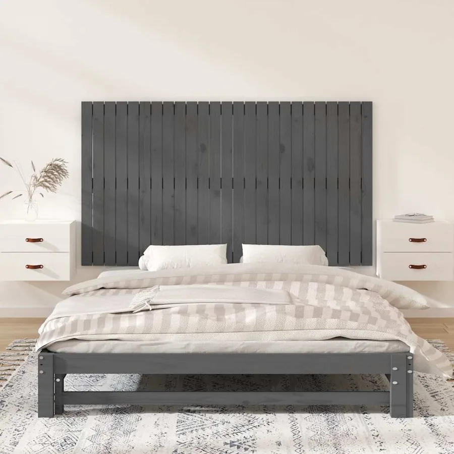 Tête de lit murale Gris 159,5x3x90 cm Bois massif de pin - 3