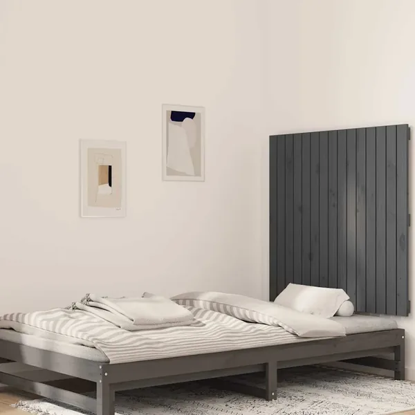 Tête de lit murale Gris 95,5x3x90 cm Bois massif de pin