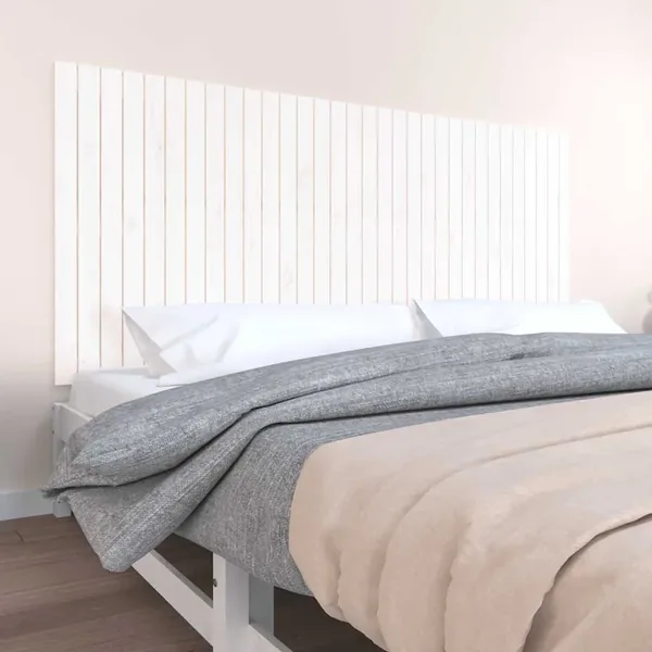 Tête de lit murale Blanc 204x3x90 cm Bois massif de pin