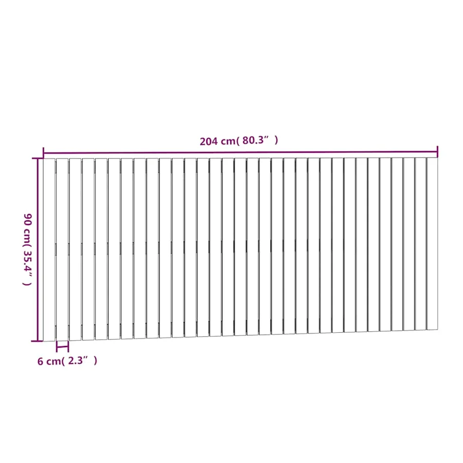 Tête de lit murale Blanc 204x3x90 cm Bois massif de pin - 8