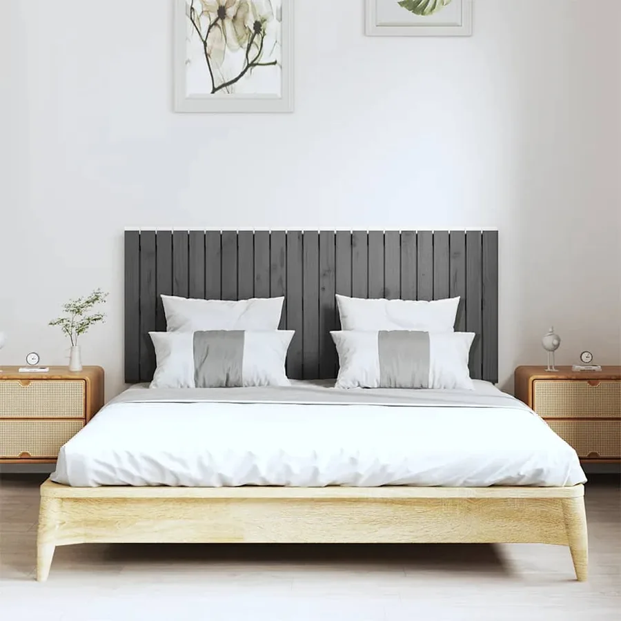 Tête de lit murale Gris 147x3x60 cm Bois massif de pin - 3