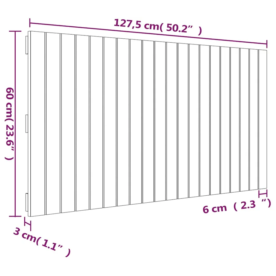 Tête de lit murale Blanc 127,5x3x60 cm Bois massif de pin - 8