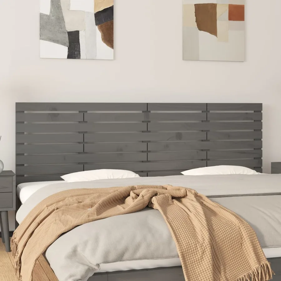 Tête de lit murale Gris 206x3x63 cm Bois massif de pin