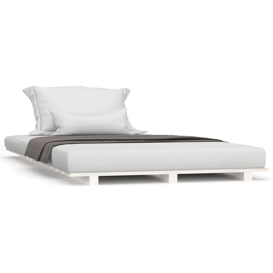 Cadre de lit sans matelas blanc 100x200 cm bois de pin massif - 2
