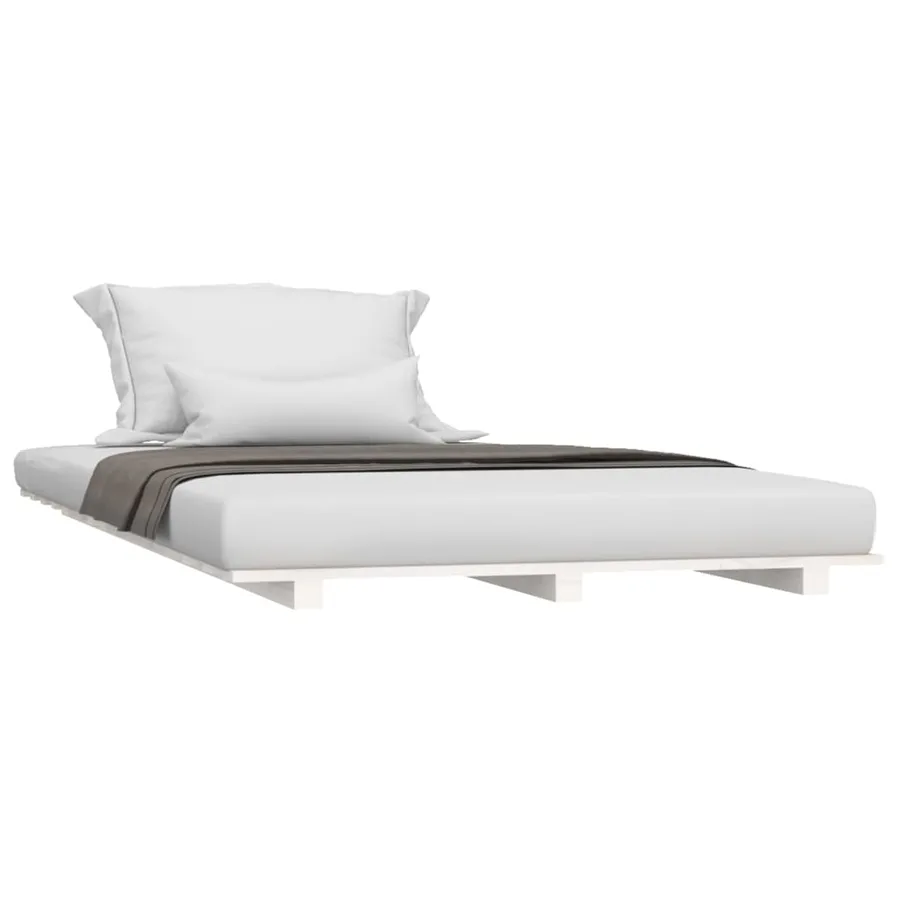 Cadre de lit sans matelas blanc 100x200 cm bois de pin massif - 3