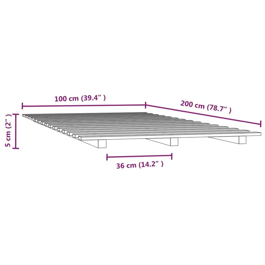 Cadre de lit sans matelas blanc 100x200 cm bois de pin massif - 8