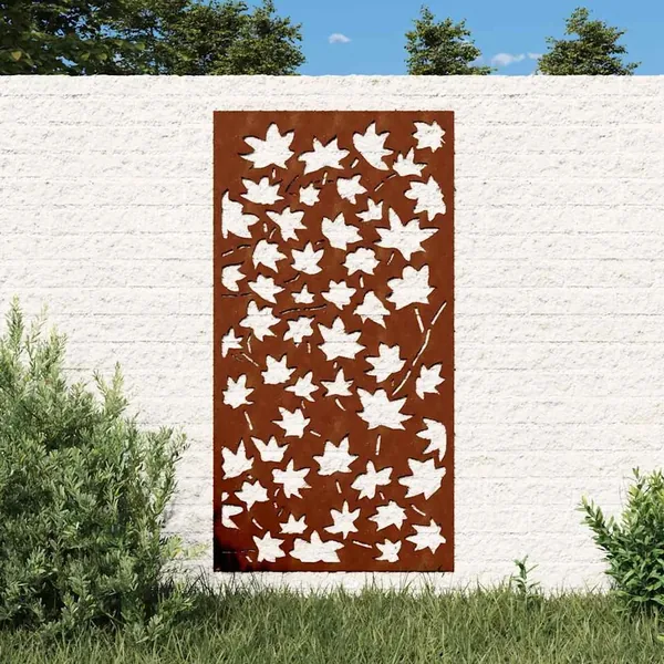 Décoration murale jardin 105x55 cm acier corten design feuille