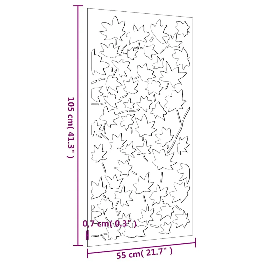 Décoration murale jardin 105x55 cm acier corten design feuille - 9