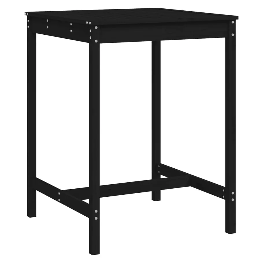 Table de jardin noir 82,5x82,5x110 cm bois massif de pin - 2