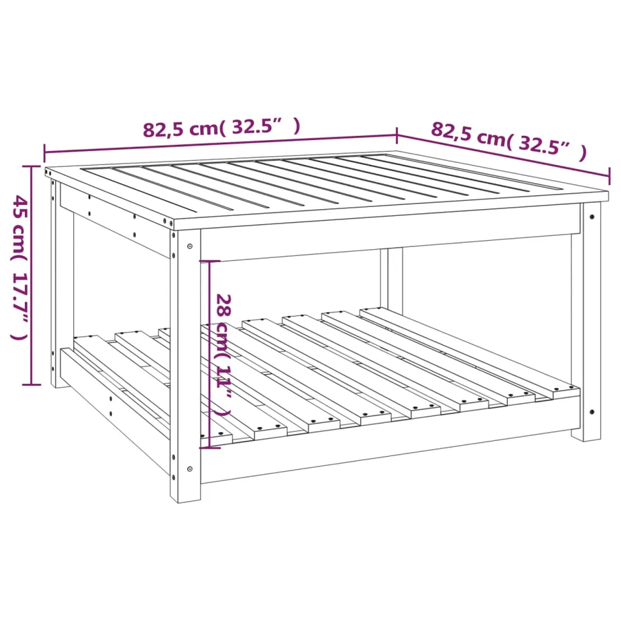 Table de jardin blanc 82,5x82,5x45 cm bois massif de pin - 8