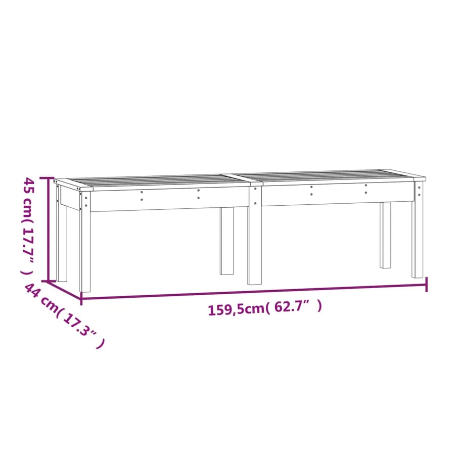 Banc de jardin à 2 places gris 159,5x44x45cm bois massif de pin - 8