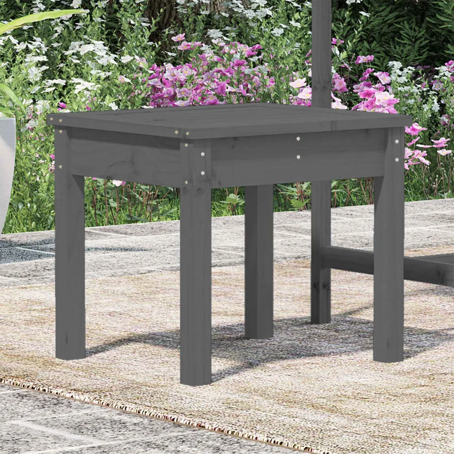Banc de jardin gris 50x44x45 cm bois massif de pin - 3