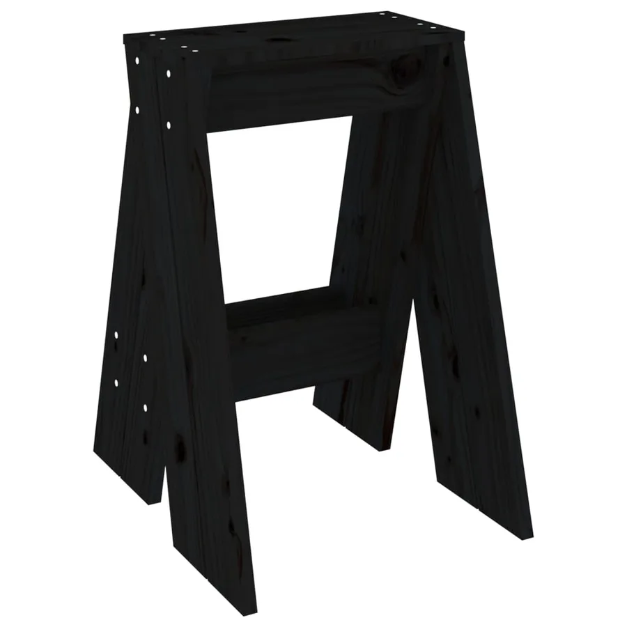 Tabourets lot de 2 noir 40x40x60 cm bois massif de pin - 5