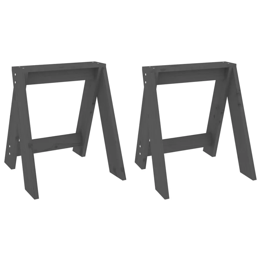 Tabourets lot de 2 gris 40x40x45 cm bois massif de pin - 2