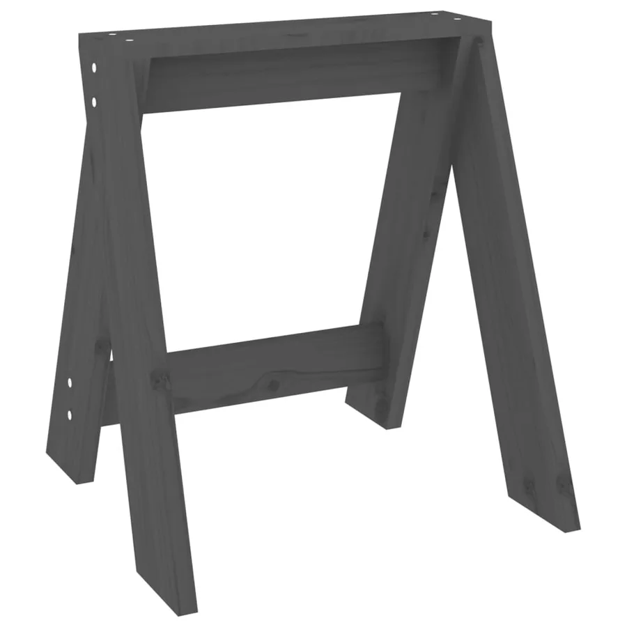 Tabourets lot de 2 gris 40x40x45 cm bois massif de pin - 4