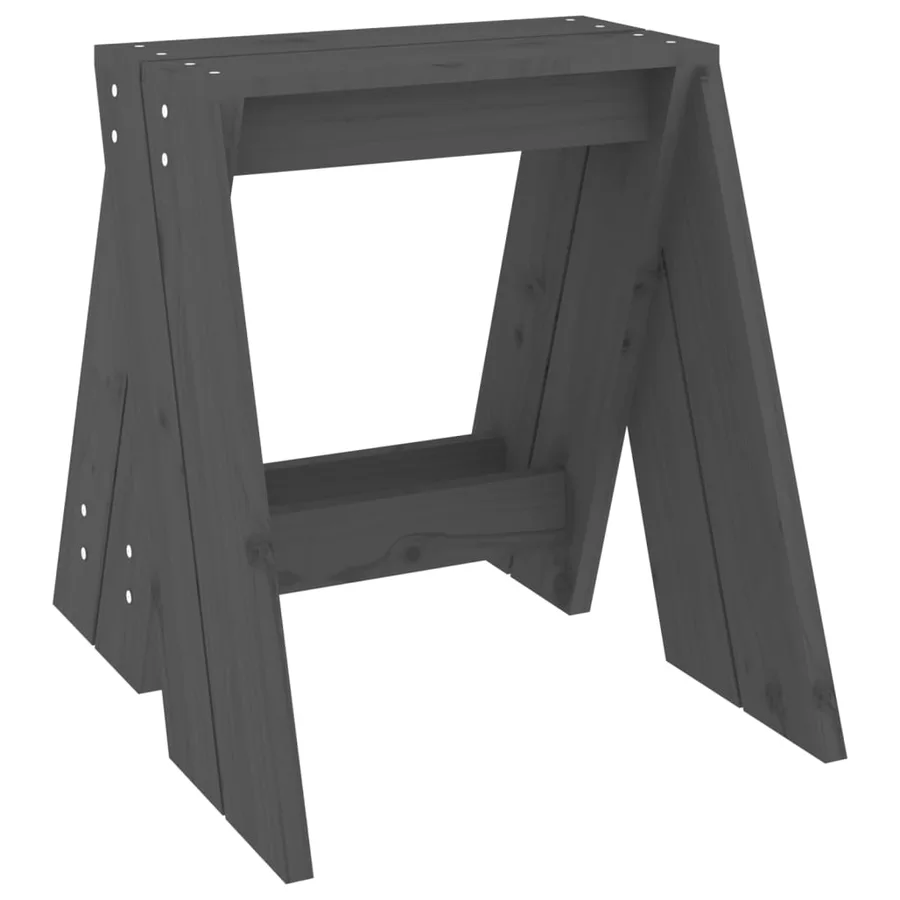 Tabourets lot de 2 gris 40x40x45 cm bois massif de pin - 5