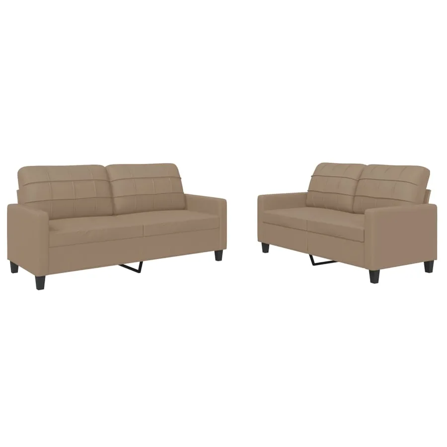 Ensemble de canapés 2 pcs avec coussins Cappuccino Similicuir - 2