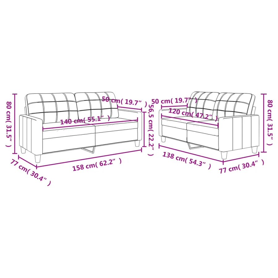 Ensemble de canapés 2 pcs avec coussins Cappuccino Similicuir - 7