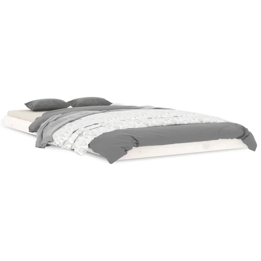 Cadre de lit sans matelas blanc 100x200 cm bois de pin massif - 2