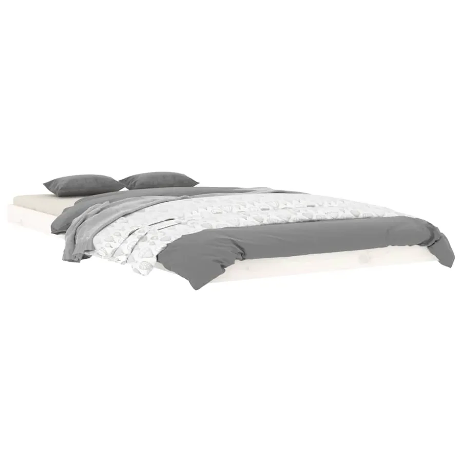 Cadre de lit sans matelas blanc 100x200 cm bois de pin massif - 3