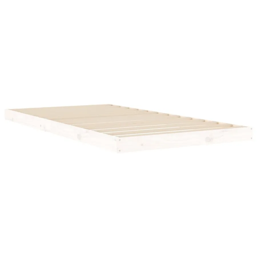 Cadre de lit sans matelas blanc 100x200 cm bois de pin massif - 4