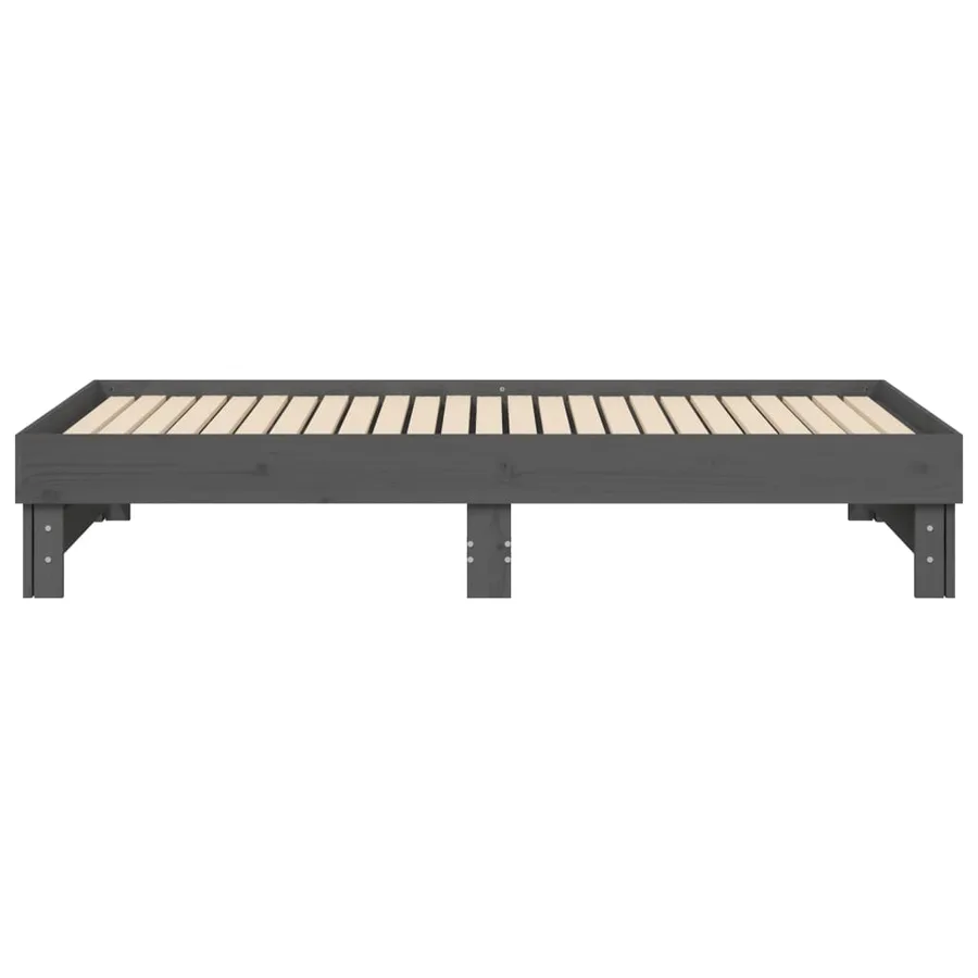 Lit coulissant sans matelas gris 2x(90x190) cm - 10