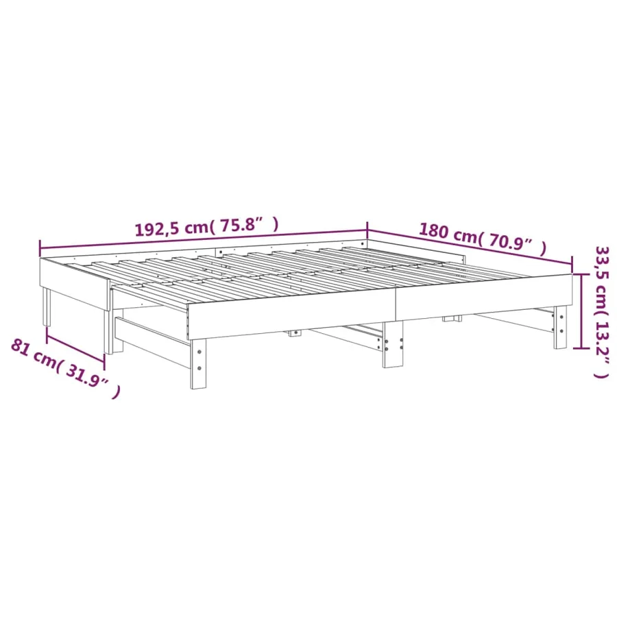 Lit coulissant sans matelas gris 2x(90x190) cm - 12
