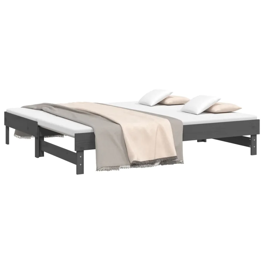 Lit coulissant sans matelas gris 2x(90x190) cm - 3