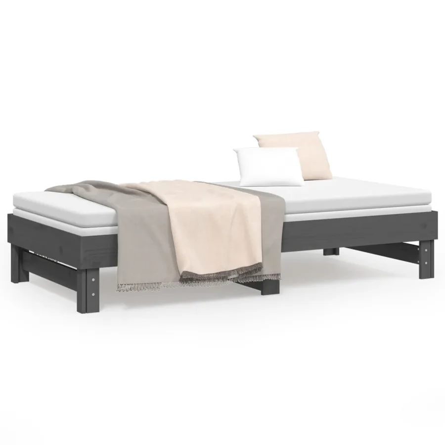Lit coulissant sans matelas gris 2x(90x190) cm - 5
