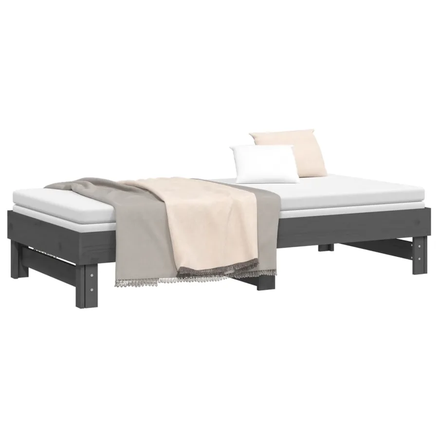 Lit coulissant sans matelas gris 2x(90x190) cm - 6
