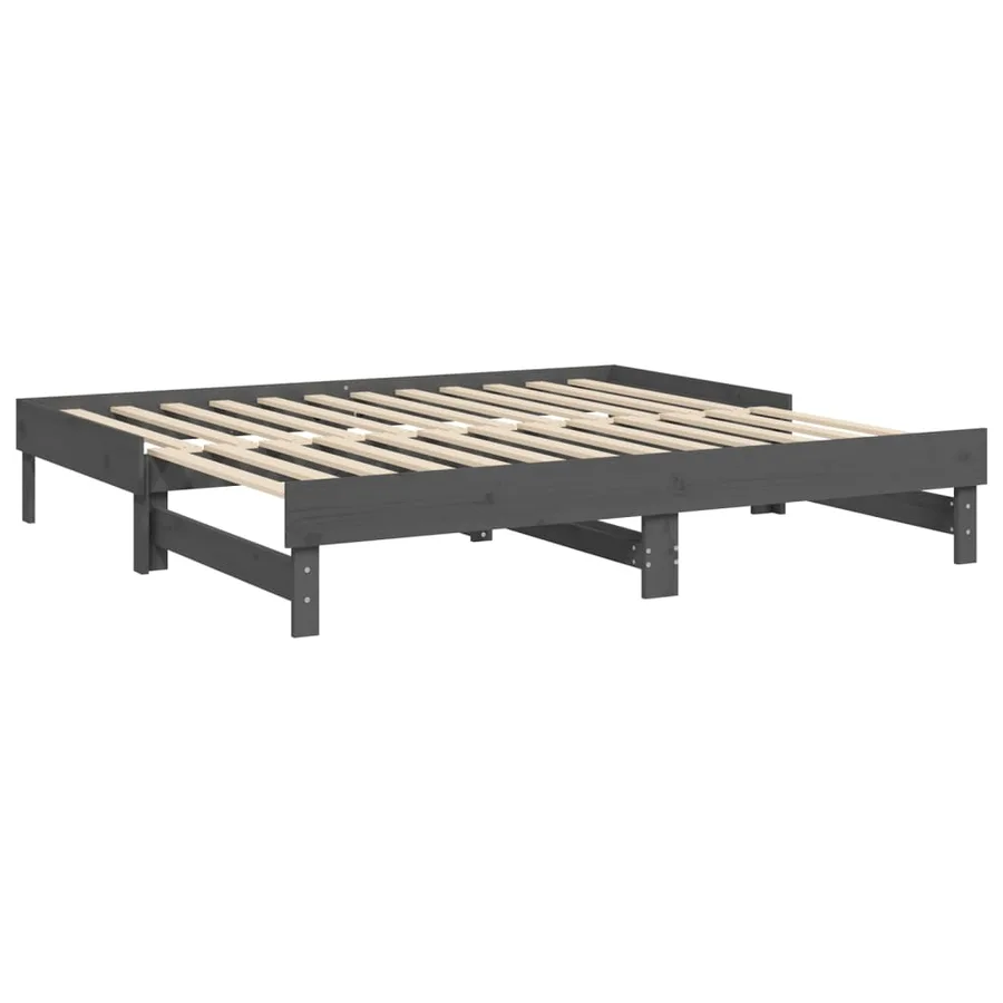 Lit coulissant sans matelas gris 2x(90x190) cm - 7