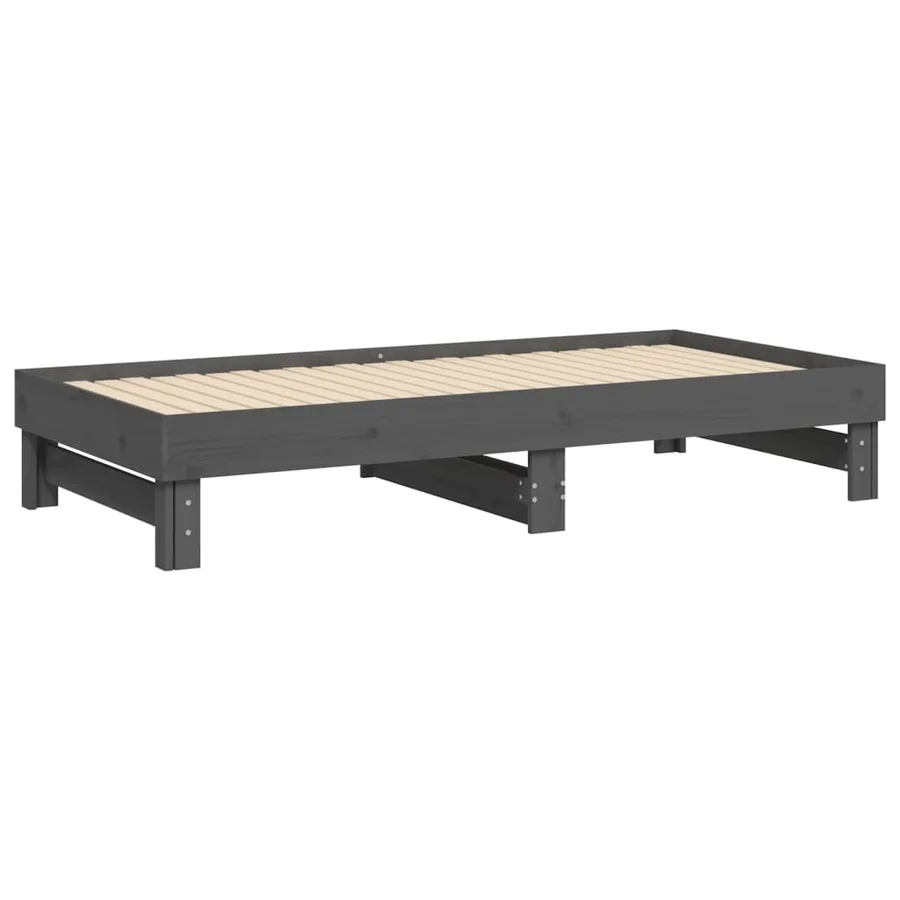 Lit coulissant sans matelas gris 2x(90x190) cm - 8