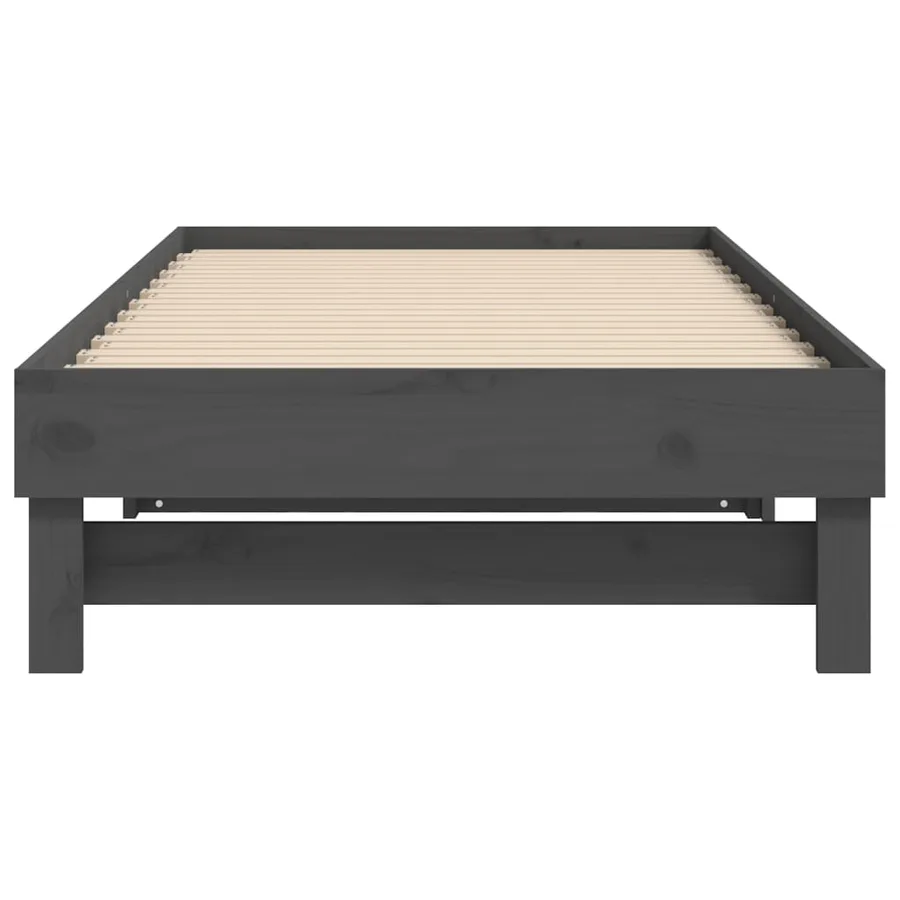 Lit coulissant sans matelas gris 2x(90x190) cm - 9