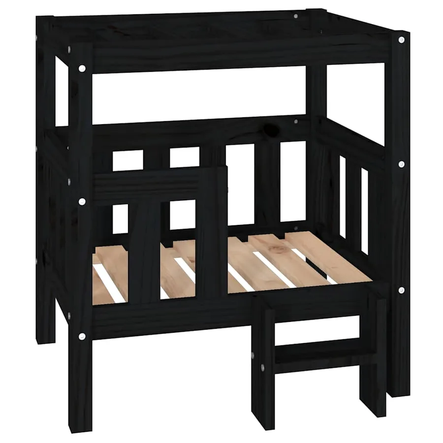 Lit pour chien Noir 65,5x50,5x70 cm Bois de pin solide - 2