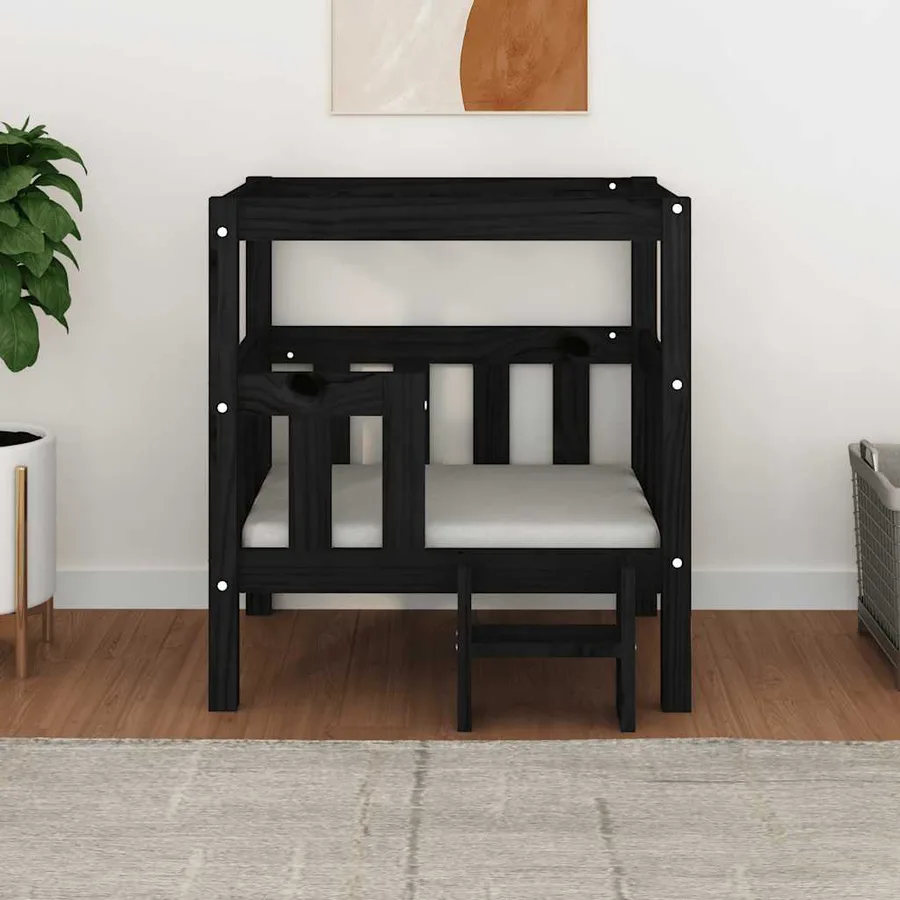 Lit pour chien Noir 65,5x50,5x70 cm Bois de pin solide - 3