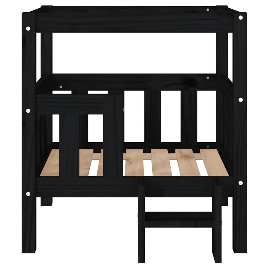 Lit pour chien Noir 65,5x50,5x70 cm Bois de pin solide - 5