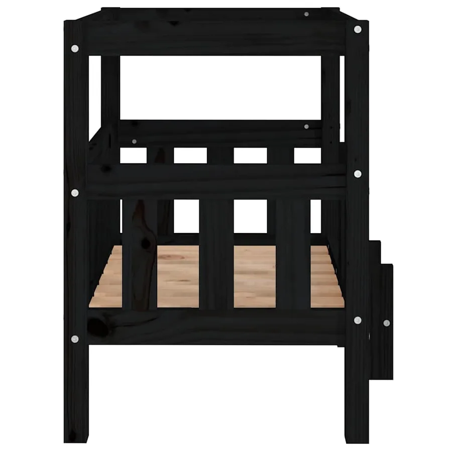 Lit pour chien Noir 65,5x50,5x70 cm Bois de pin solide - 6
