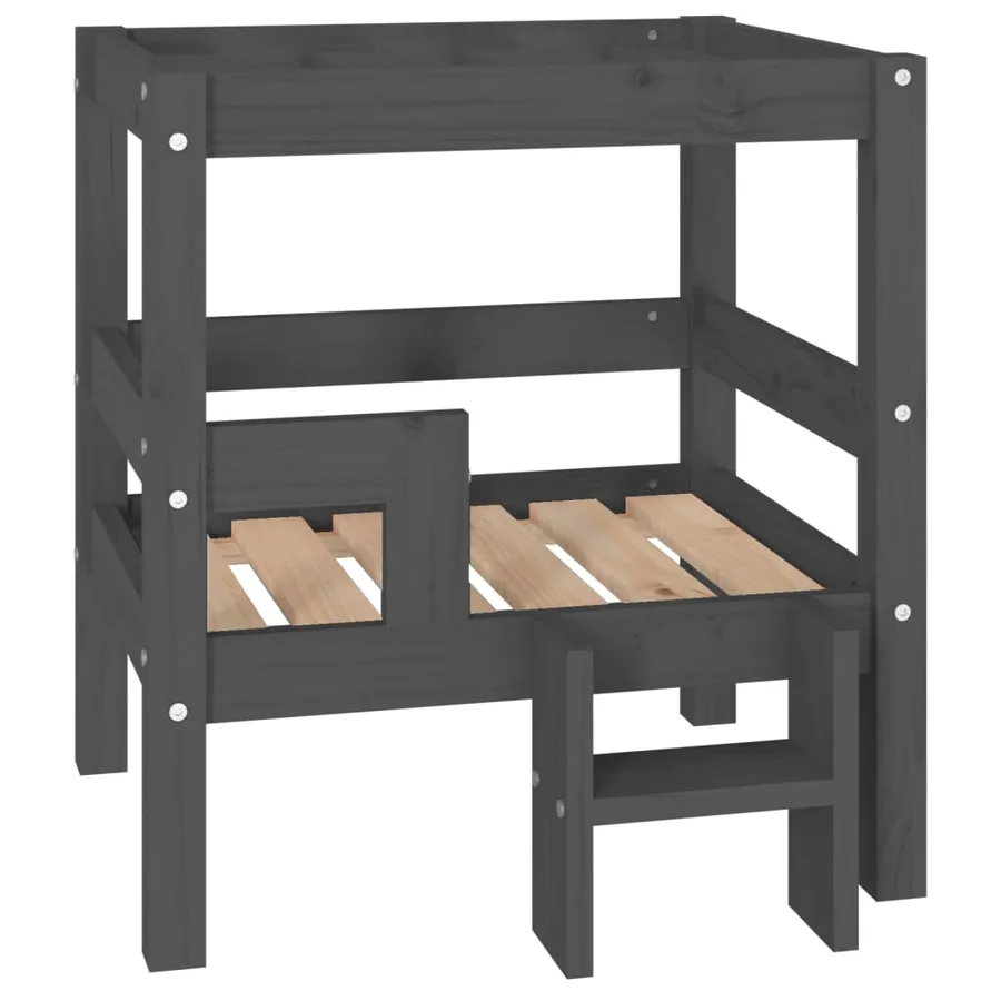 Lit pour chien Gris 55,5x53,5x60 cm Bois de pin solide - 2