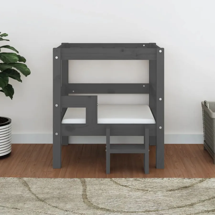 Lit pour chien Gris 55,5x53,5x60 cm Bois de pin solide - 3