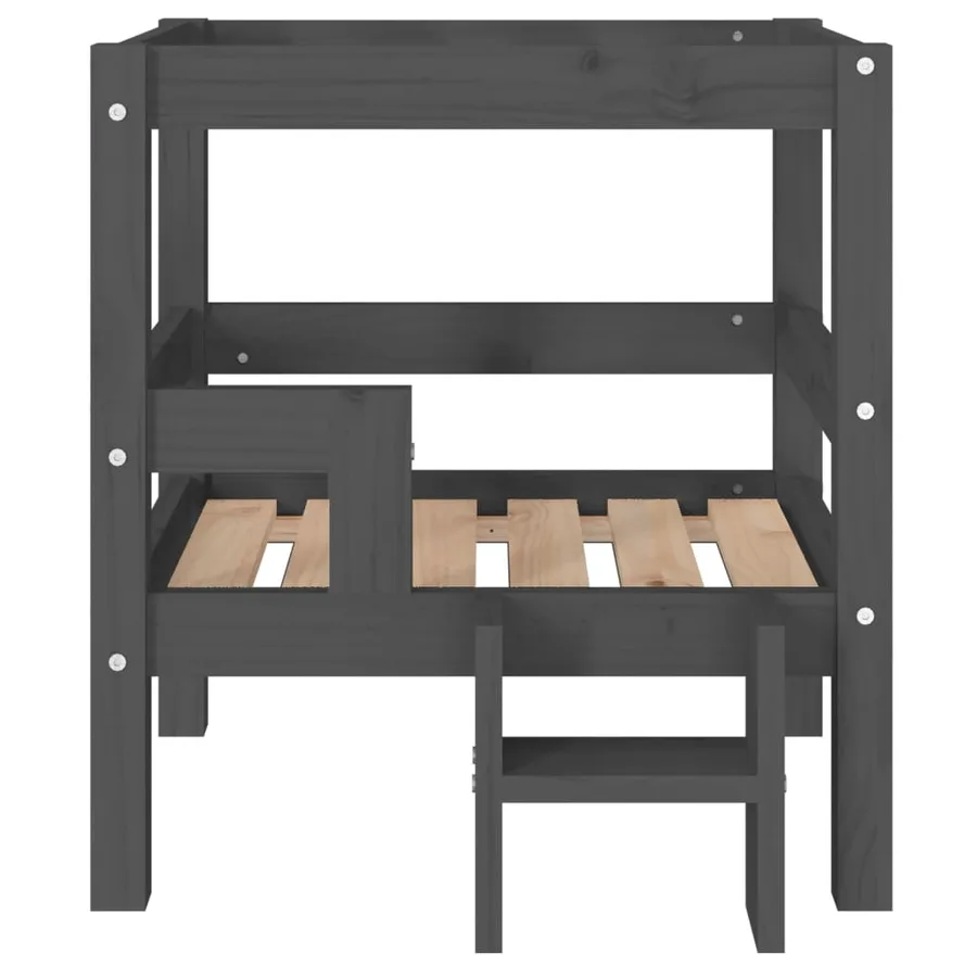 Lit pour chien Gris 55,5x53,5x60 cm Bois de pin solide - 5