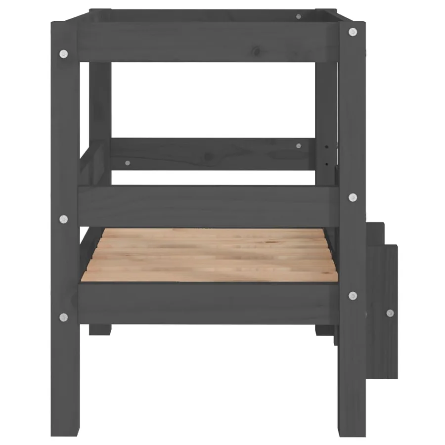 Lit pour chien Gris 55,5x53,5x60 cm Bois de pin solide - 6