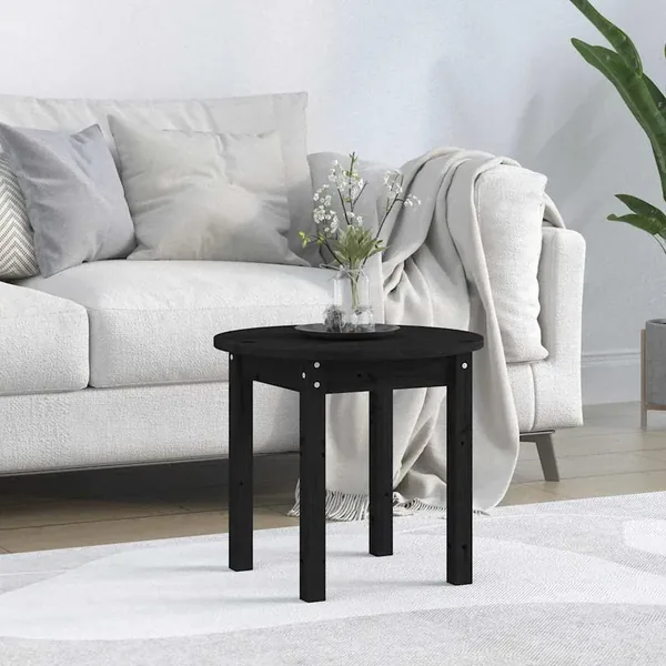 Table basse Noir Ø 45x40 cm Bois massif de pin