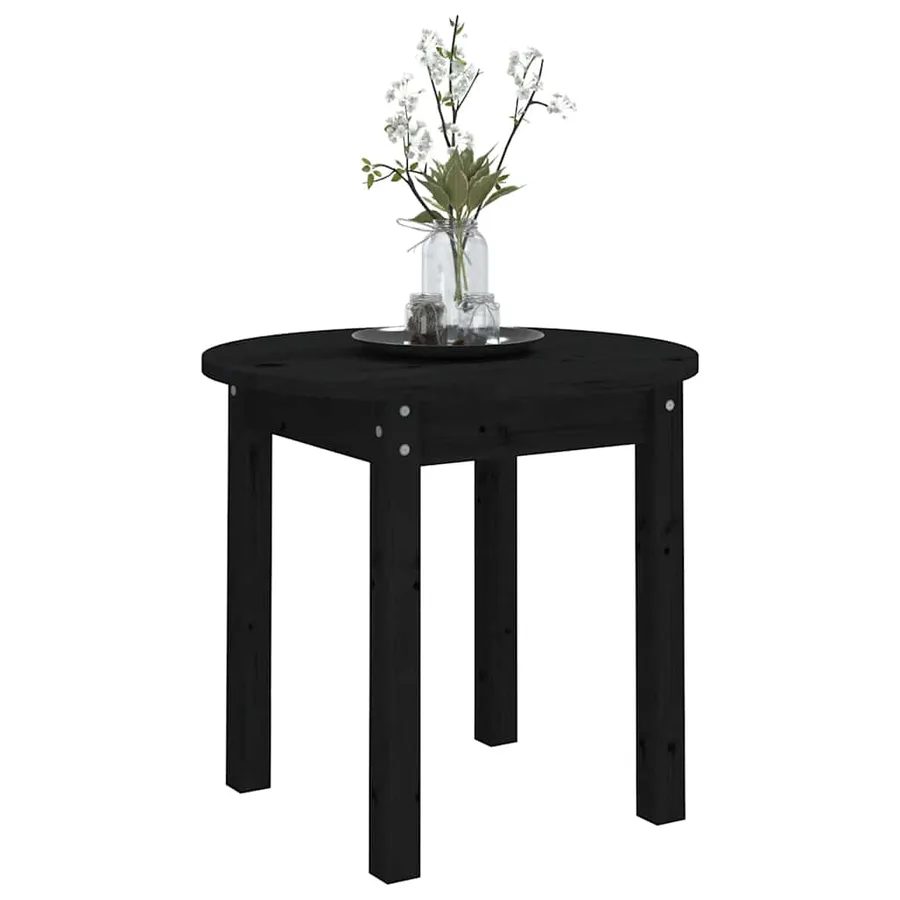 Table basse Noir Ø 45x40 cm Bois massif de pin - 4