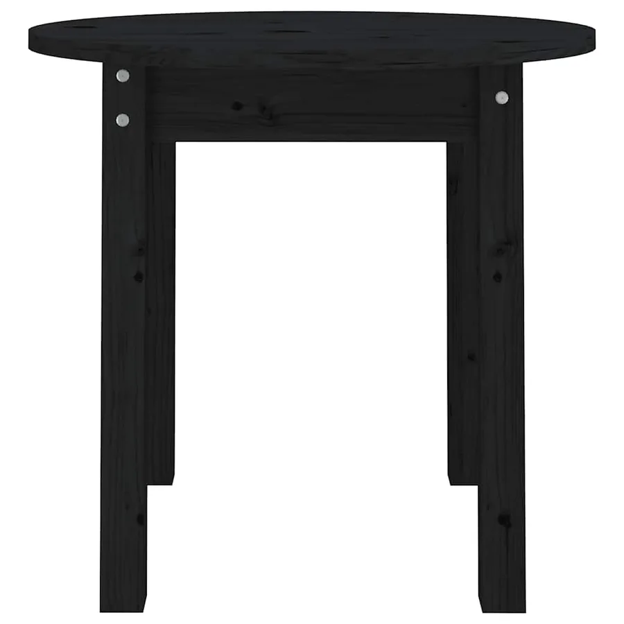 Table basse Noir Ø 45x40 cm Bois massif de pin - 5