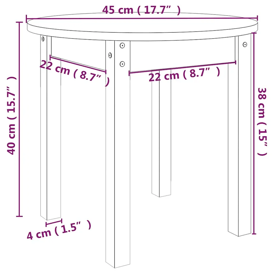 Table basse Noir Ø 45x40 cm Bois massif de pin - 8