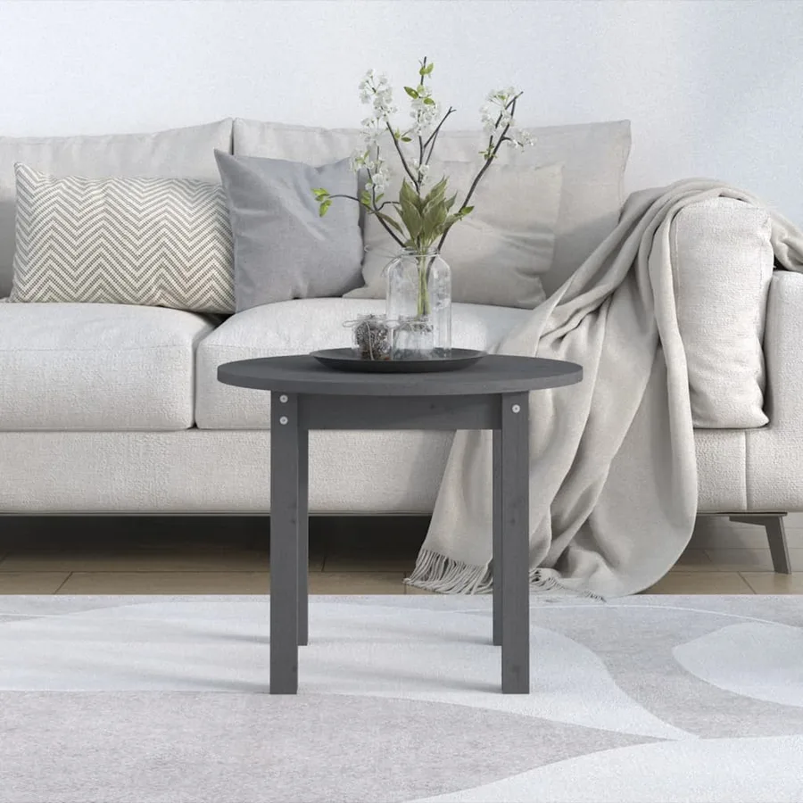 Table basse Gris Ø 55x45 cm Bois massif de pin - 3