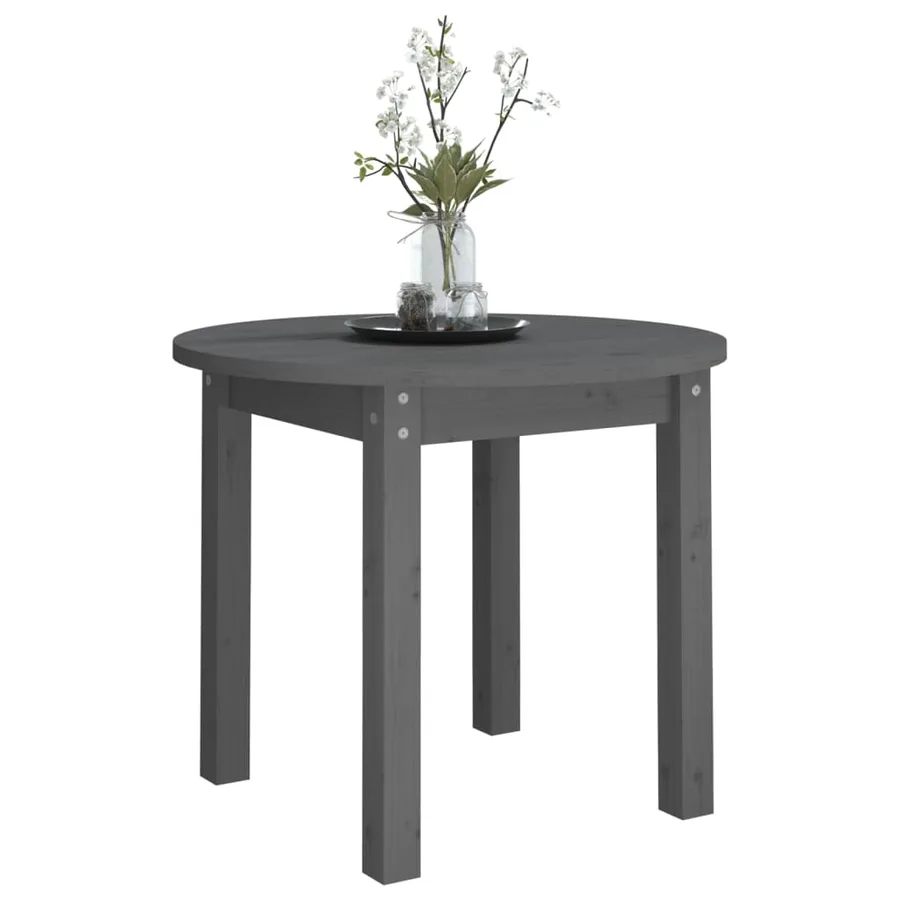 Table basse Gris Ø 55x45 cm Bois massif de pin - 4