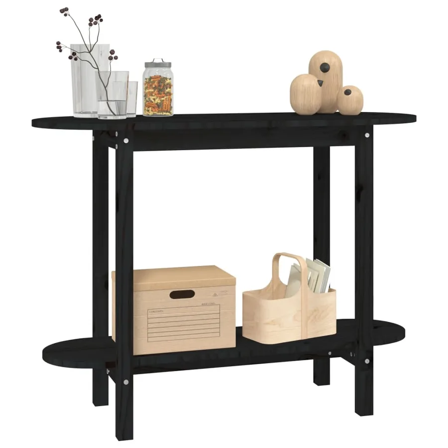 Table console Noir 110x40x80 cm Bois massif de pin - 4