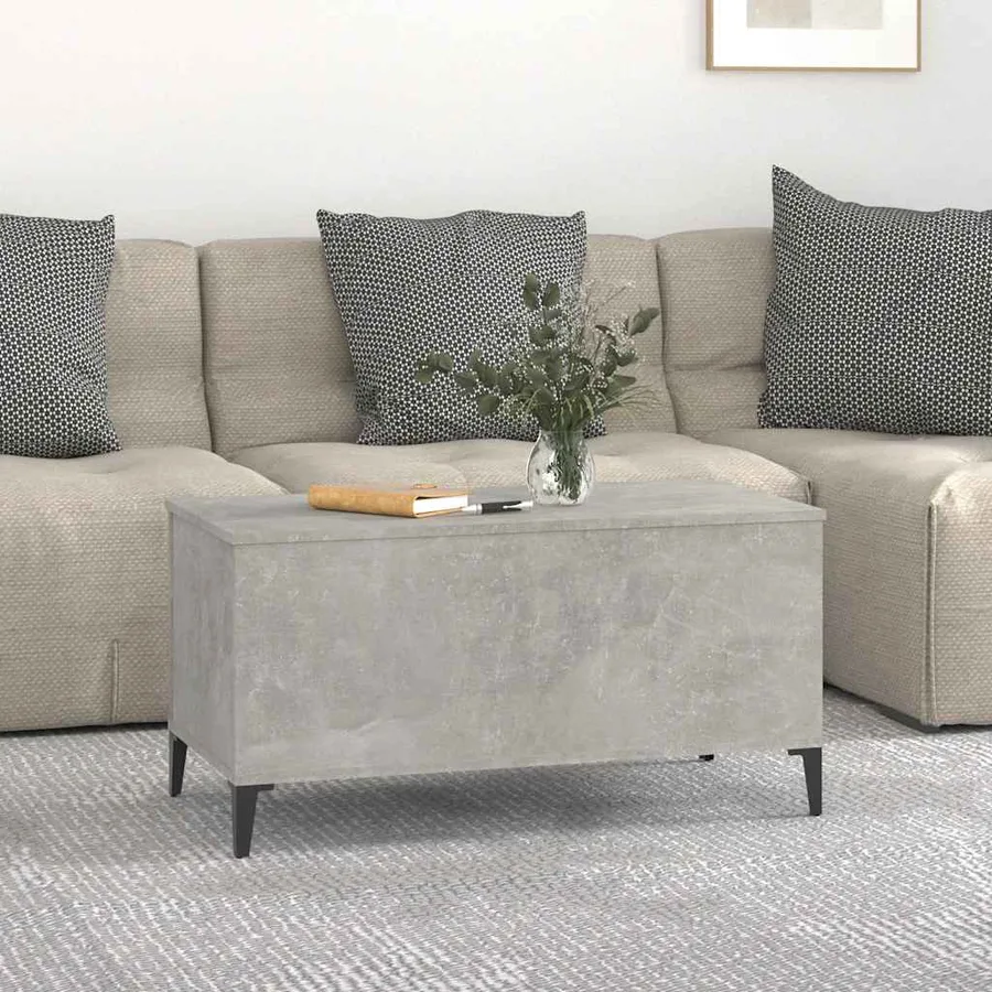 Table basse Gris béton 90x44,5x45 cm Bois d'ingénierie - 3